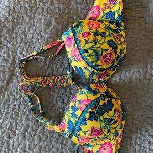 Underwire Floral String Bathing Suit Top 36D